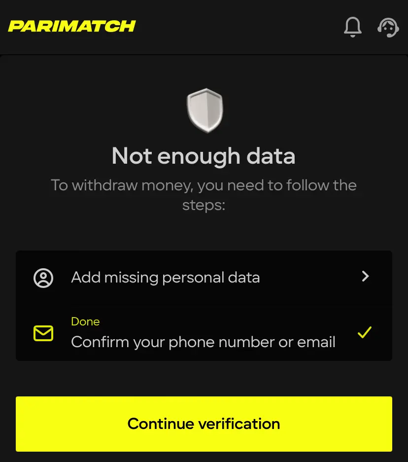 Verification at Parimatch 