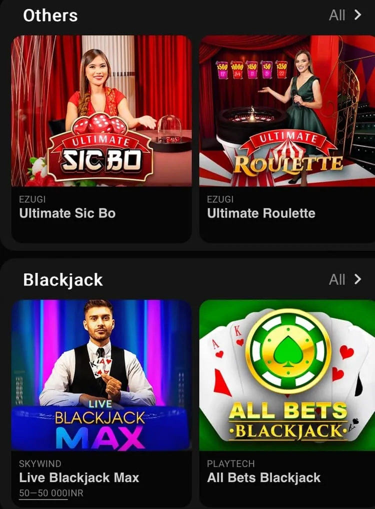 Live Games at Parimatch