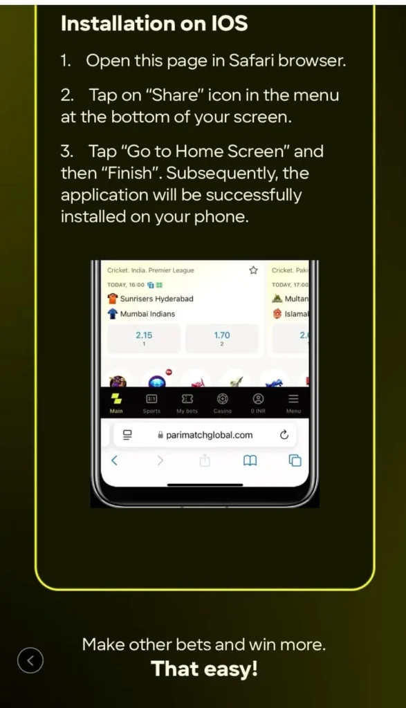 iOS Installation Parimatch