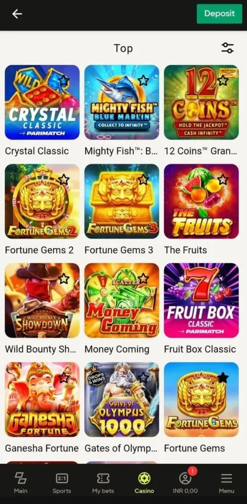 Parimatch Slot games