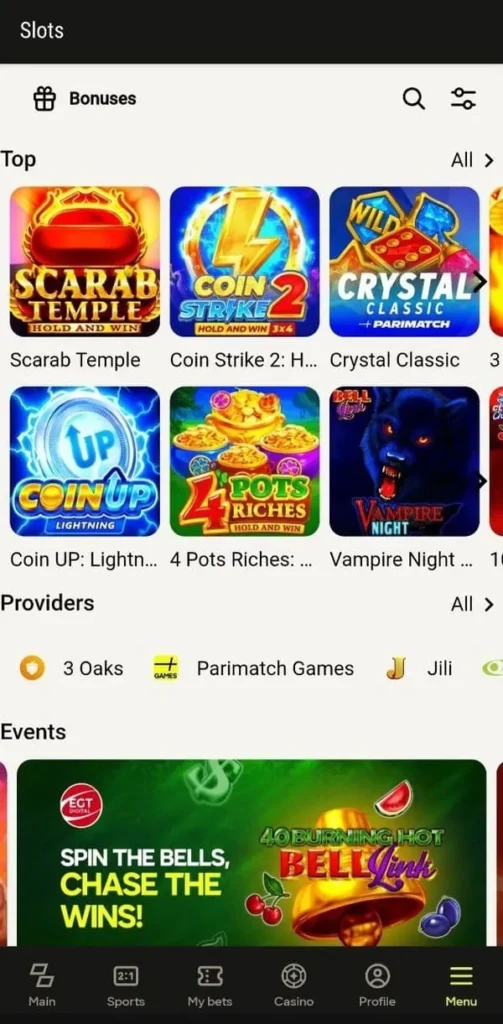 Slot Games at Parimatch