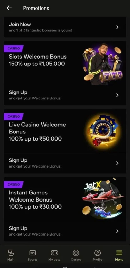 Parimatch Casino Bonuses