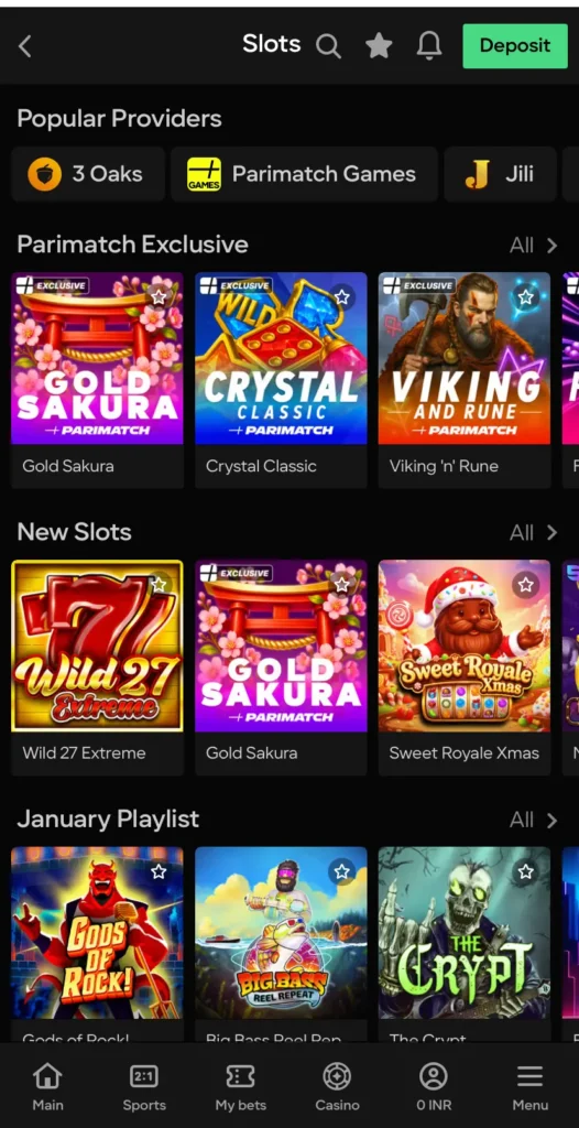 Real Money Play at Parimatch 