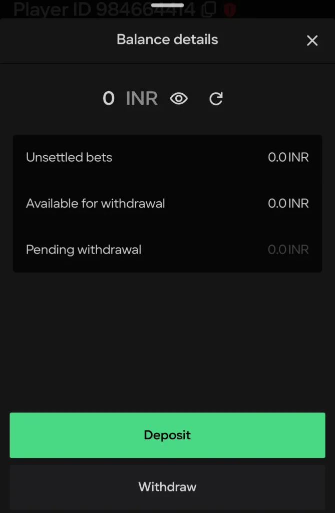 Click on Parimatch Deposit 