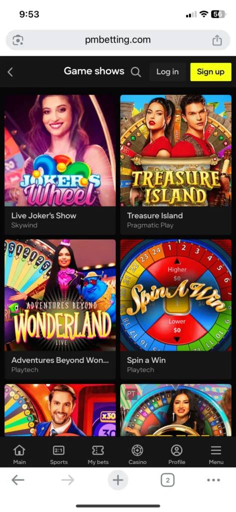 Live Game Shows Parimatch