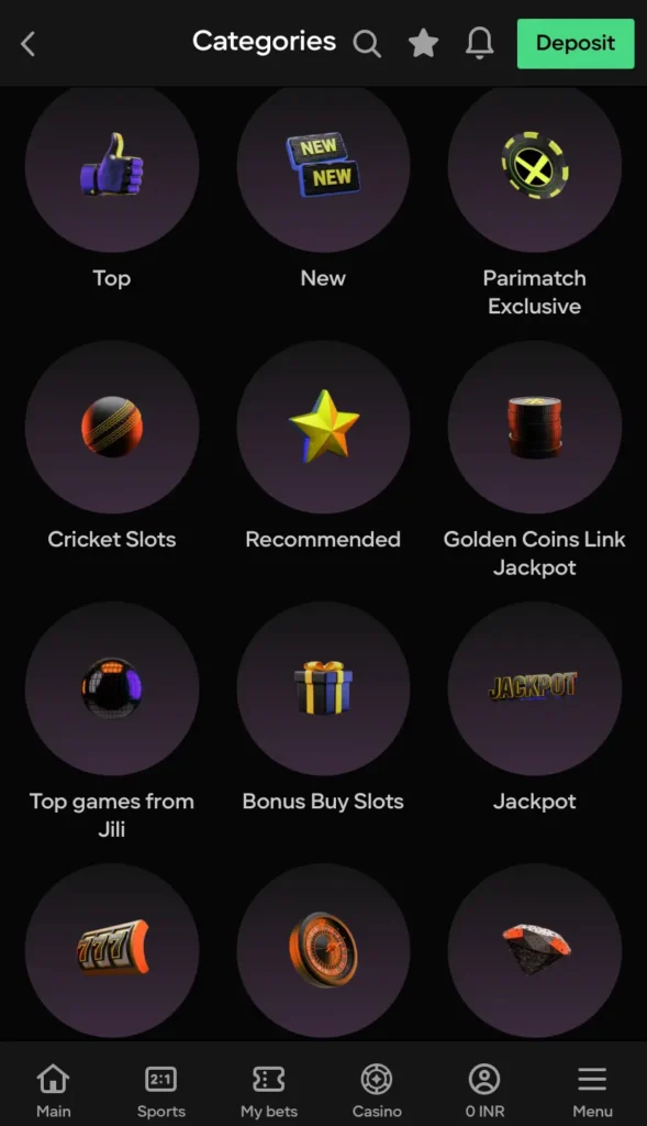 Different Categories of Parimatch Slots 