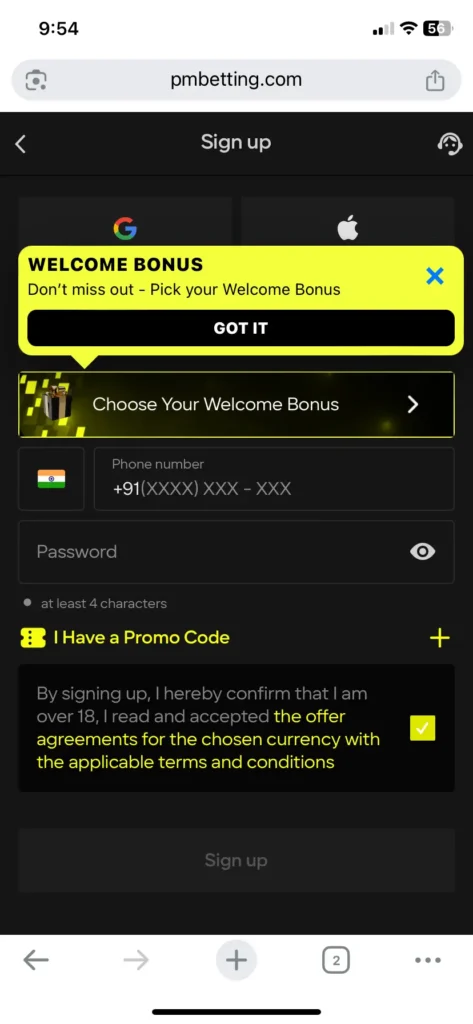 Parimatch Welcome Bonus 