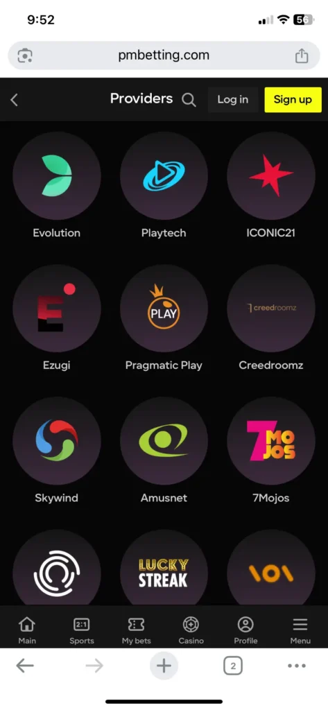 Parimatch Live Casino Providers 