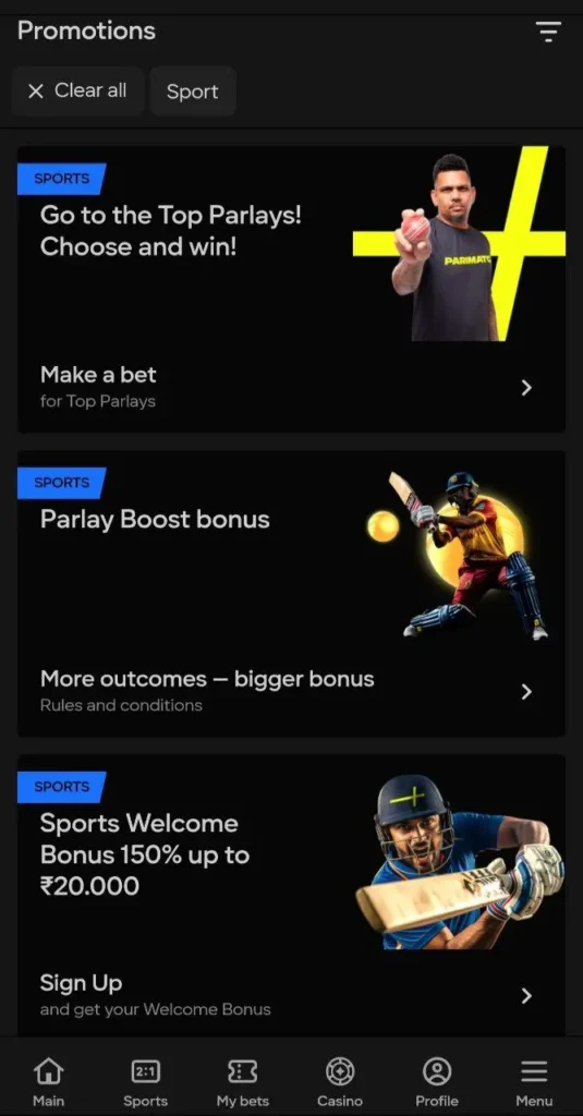 Parimatch Sports Bonus