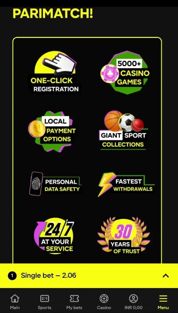 Parimatch app advantages