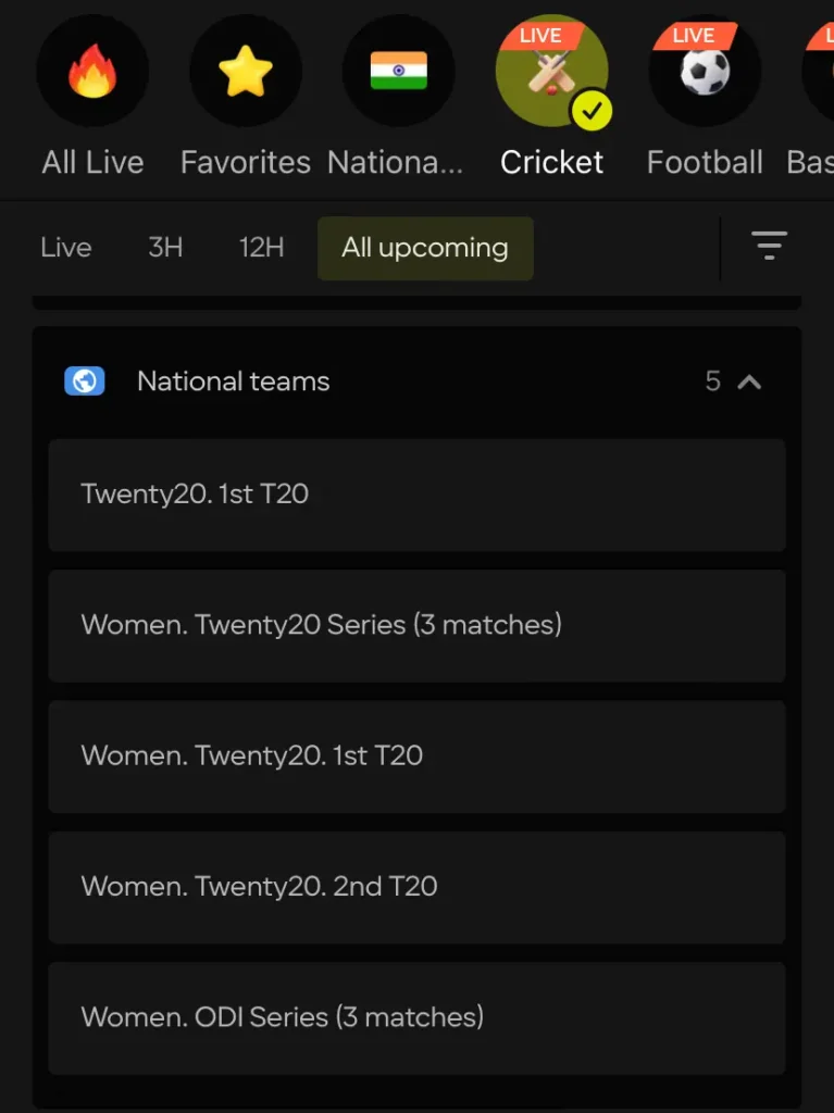 Women Cricket Betting Parimatch 