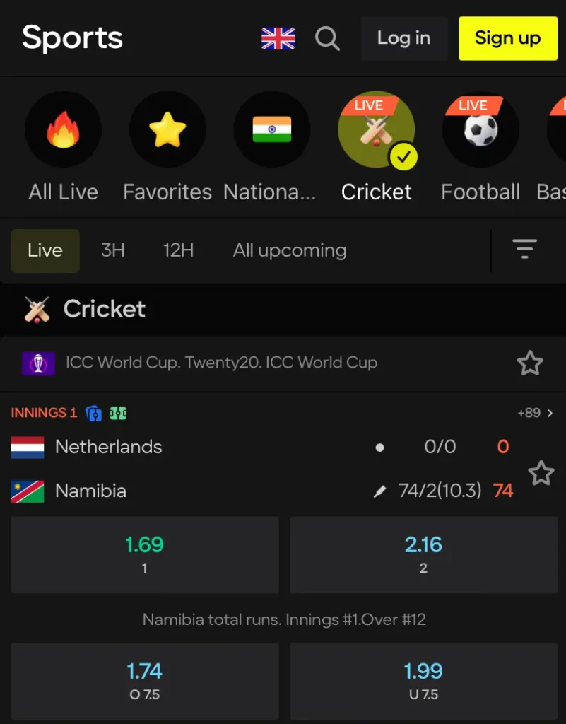ICC T20 World Cup Parimatch betting