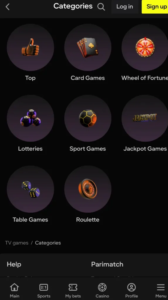 Categories of TV Games