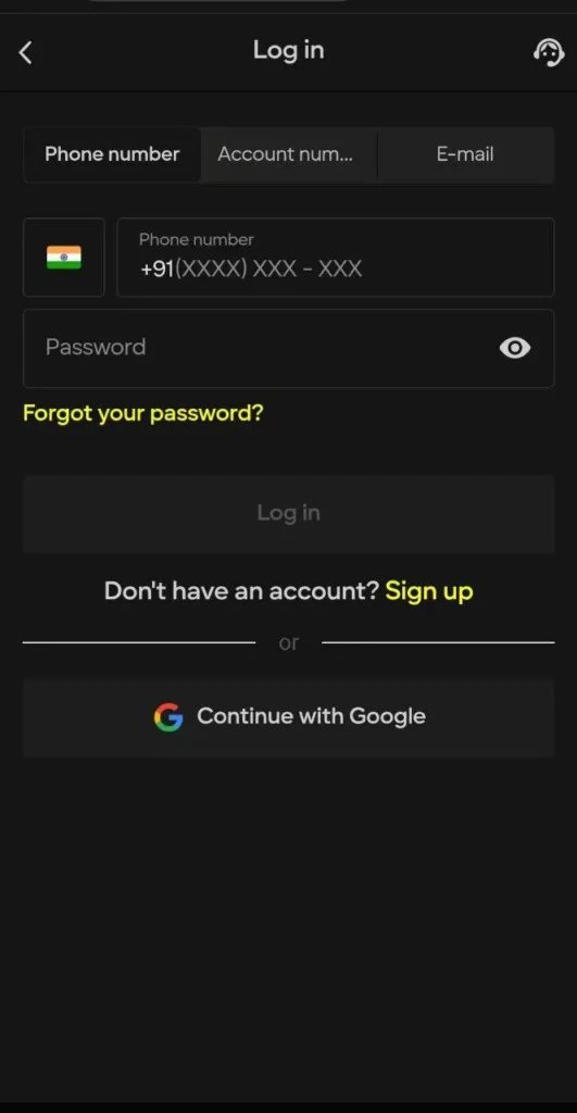 Parimatch app registration