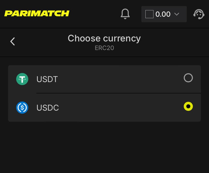 Choose USDT or USDC