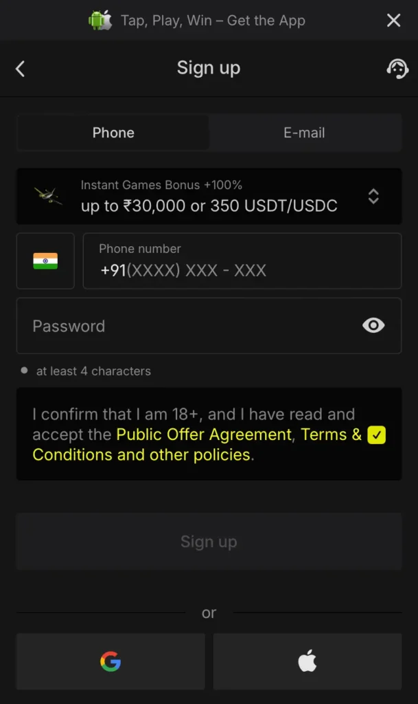 Sign up at Parimatch