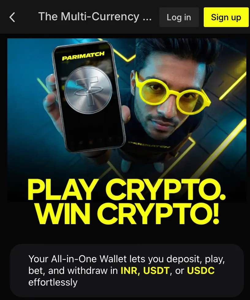 Multicurrency Wallet at Parimatch